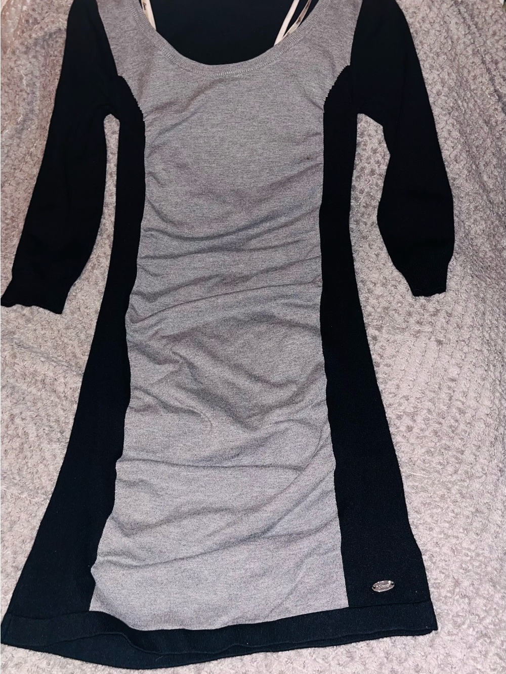 Y2k vintage Guess Black and Gray Long-Sleeve Bodycon Dress
